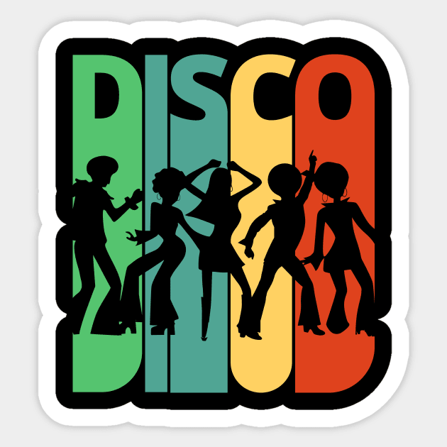 Disco dancing Silhouette, retro design. Sticker by MadebyTigger